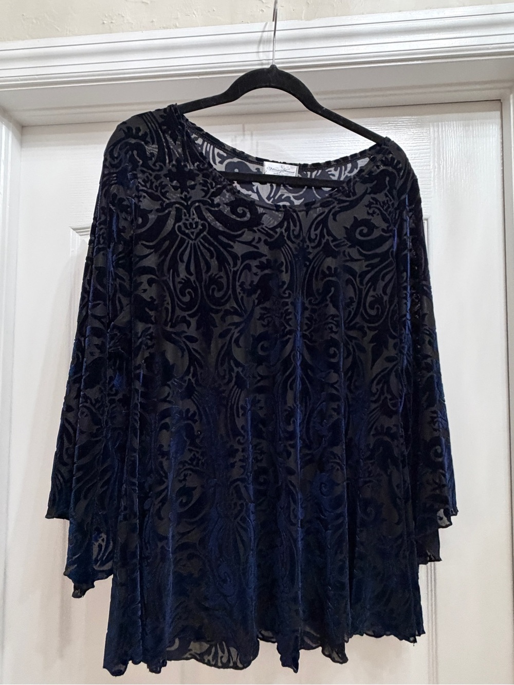 Vine Street Apparel Navy Blue Velvet Burnout Tunic